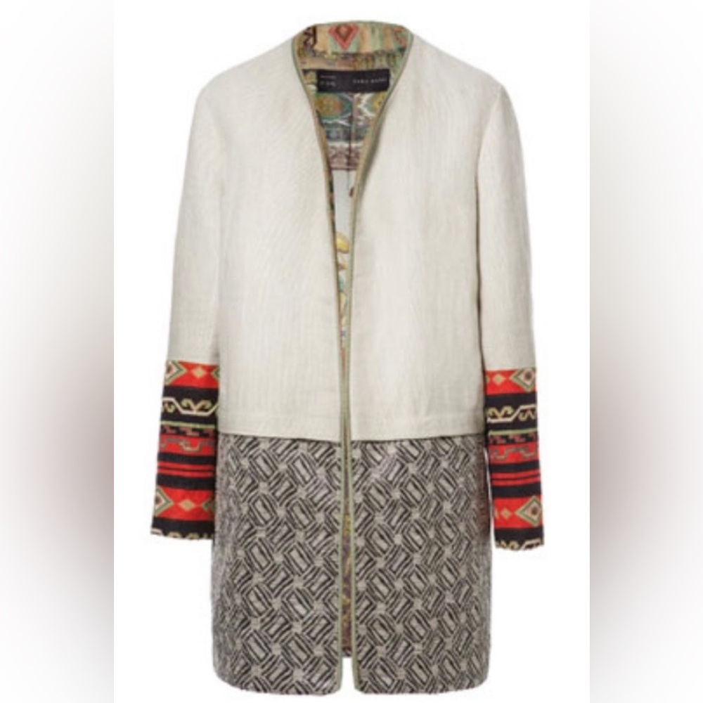 ZARA linen fully lined tapestry Aztec Navajo
Kimono Topper Coat Large EUC
